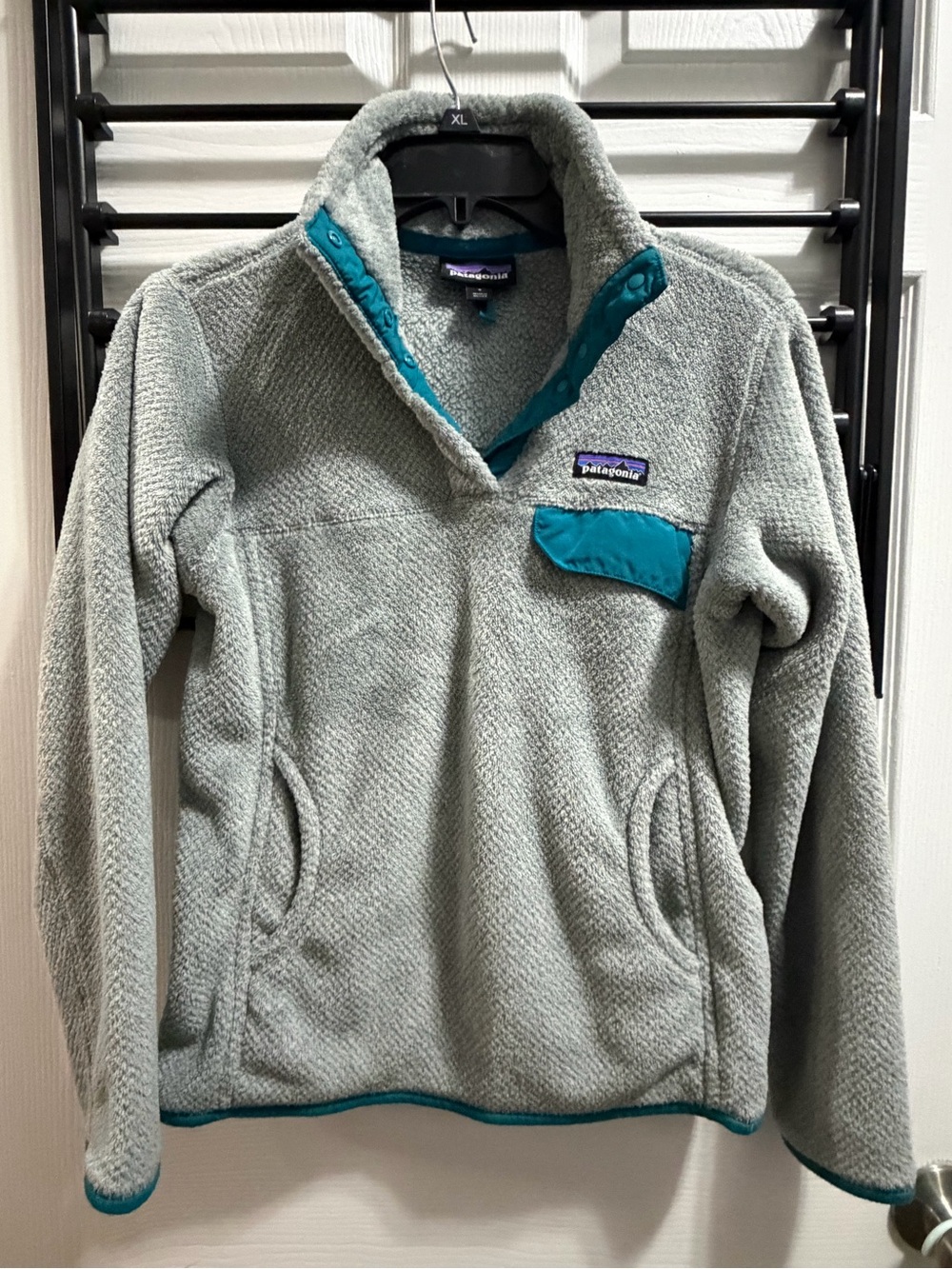 Patagonia Gray Fleece Jacket with Teal Trim